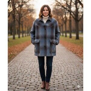 Vintage Women's 12 Christopher Dawes Plaid Wool Jacket Western Yoke Countrywear